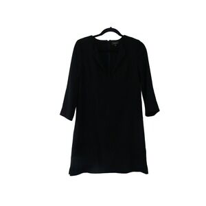 Aritzia Babaton Black V Neck Mini Dress Womens size 2 Minimalist Goth Chic Party